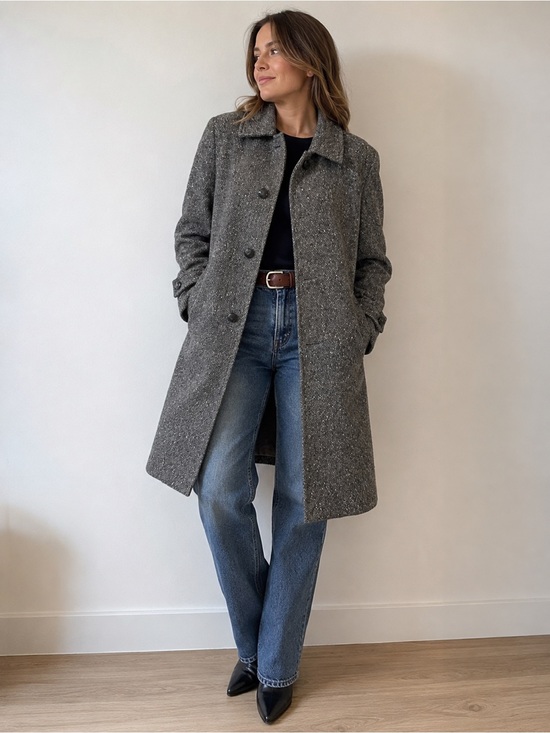 Aquascutum London Jackets & Blazers - Vintage Aquascutum of London Pure Wool Gray Tweed Overcoat Made in Canada |